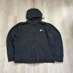 Men’s Baggy Y2K Black Nike Zip Up Sweater Size XL Embroidered Logo